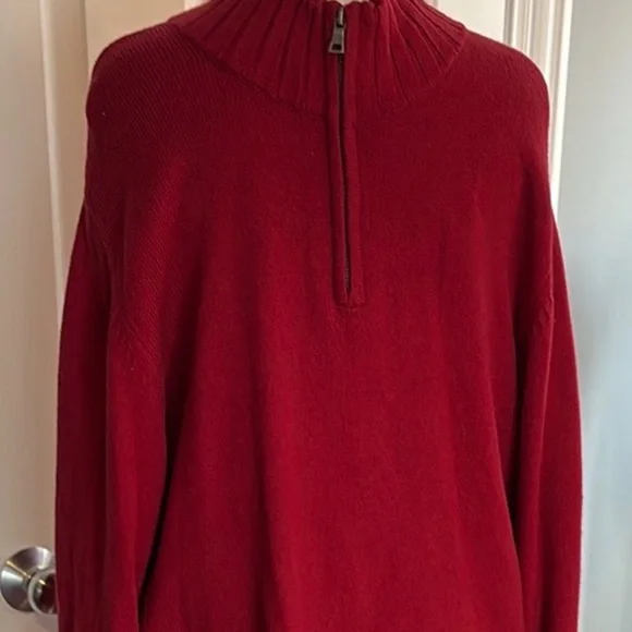 Merona Cotton Blend 1/4 Zip Maroon Sweater - Picture 3 of 11